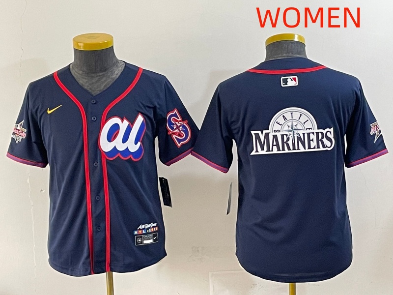 Women 2025 Seattle Mariners Blank Drak Blue All star Blank Blue Nike MLB Jersey style 3